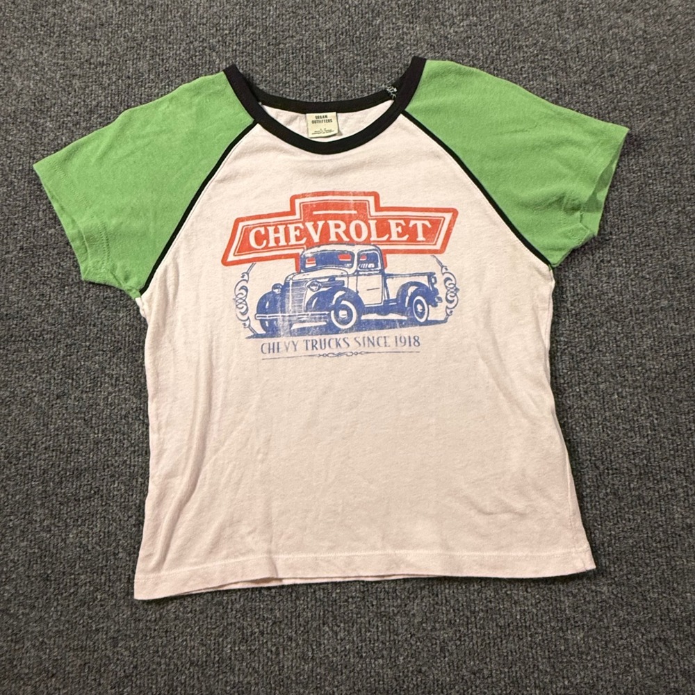 Urban Outfitters Chevrolet Chevy Trucks Raglan Graphic Tee Pink Green Large